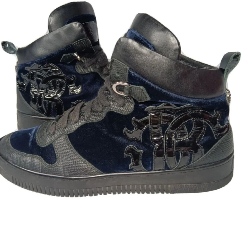 Roberto Cavalli Men's Sneakers 3052D AZUL Size 10.5 US Blue~Black Shoes